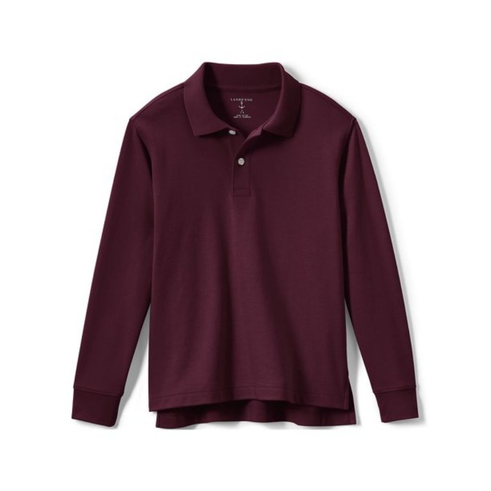 NWT LANDS' END UNF LITTLE KIDS LONG SLEEVE POLO SHIRT BURGUNDY‎ MEDIUM